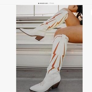 Beautifull Orange Lighting Bolt Cowgirl Boots.